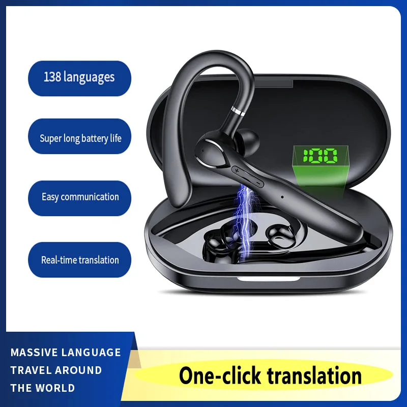 Wireless Bluetooth translation headset ear-hook single-mic sport waterproof business delivery driver driving translation headset