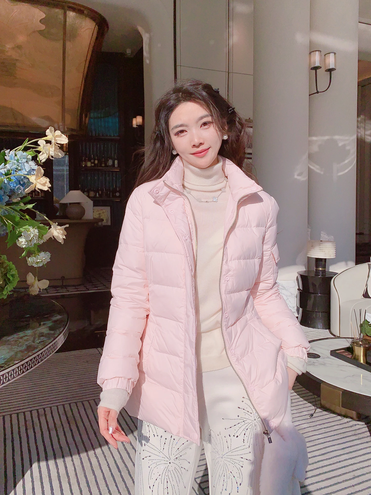 

Женская зимняя теплая куртка MissLuxury из белого гусиного пуха, розовая, для молодых девушек, повседневная, утепленная, стандартный крой