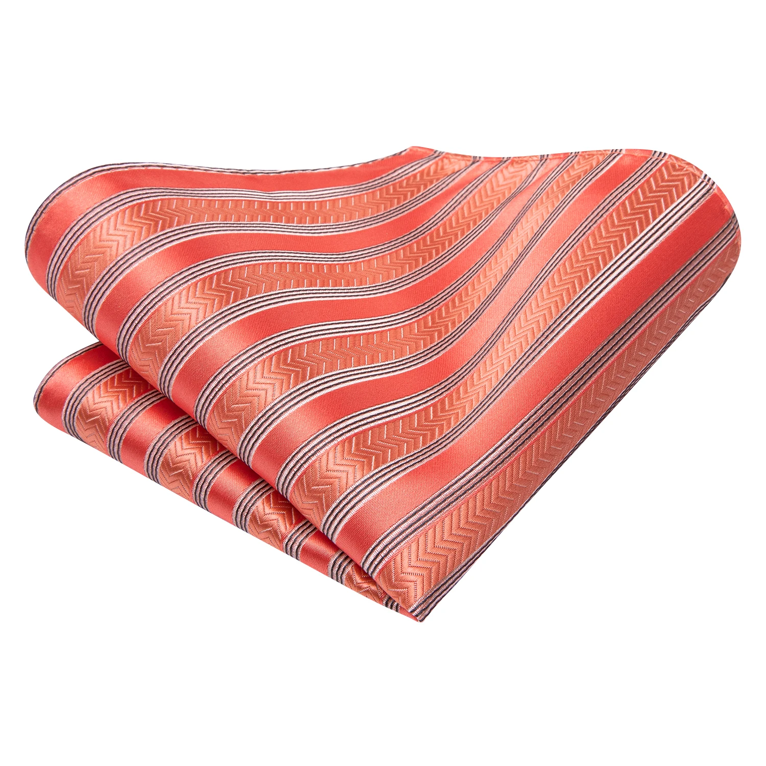 3 قطع ربطة عنق رجالية برتقالية مخططة وجيب مربع أزرار أكمام مجموعة زفاف رسمية غير رسمية لحفلات المكتب