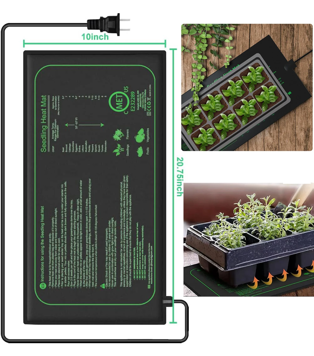 Waterproof Durable Germination Station Heat Mat, Warm Hydroponic Heating Pad for Indoor Home Gardening Seed Starter (10'x 20') US Plug for Seeds and Seedlings