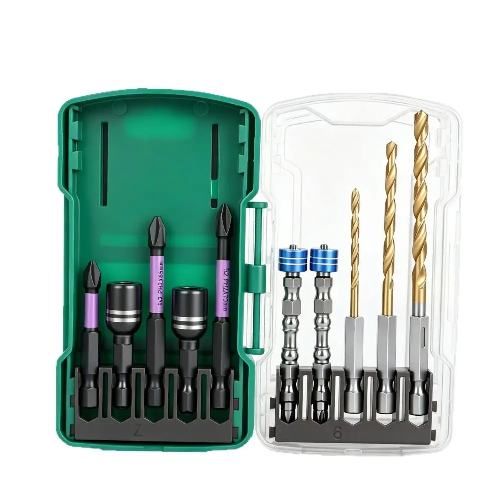 10/15 Pieces Impact Driver Bit Set Hex Shank Magnetic Screwdriver Bits Kit Fast Driving Impact Resistant Power Drill Bits Set