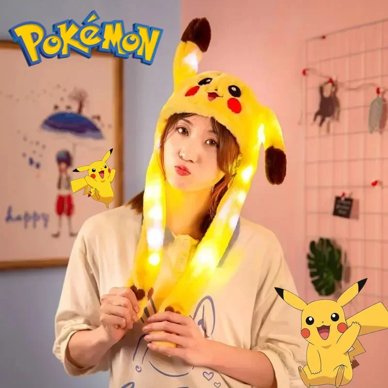 

Pokémon Anime Glowing Hats Pikachu Cartoon Plush Bunny Funny Cosplay Hat Children Pet Bunny Ears Will Move Headband Toys Gifts