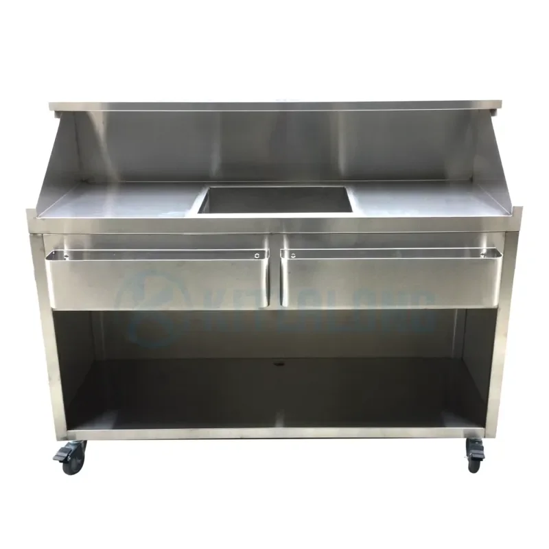 for Kitlaron Event Bar Station Wheeled Bar Counter Outdoor Stainless Steel Cocktail Bar Mobile Serving Cart Portable Drink