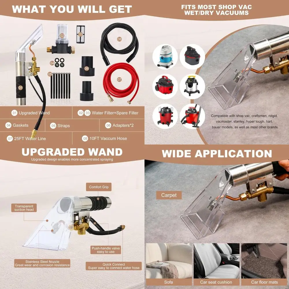 

Универсальный комплект для переоборудования вакуумного экстрактора для чистки ковров, обивки и автодетейлинга