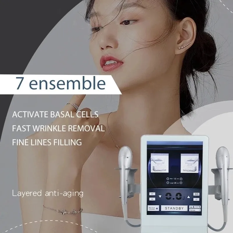 7D HIFU 2 in 1 Anti-Aging Machine Layered Anti-Aging 7 Cartridges Face Body Skin Tightening Device