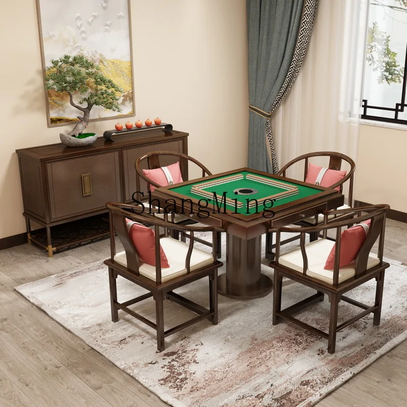 

ZYYnew Chinese solid wood mahjong table household high-end club chess and card table complete