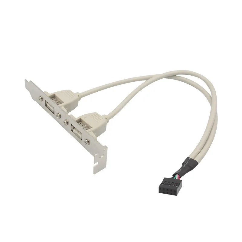 NEWEST 2 Ports Motherboard USB 2.0 Connector Cable Adapter Rear Panel Bracket 9 Inch Computer Accessories