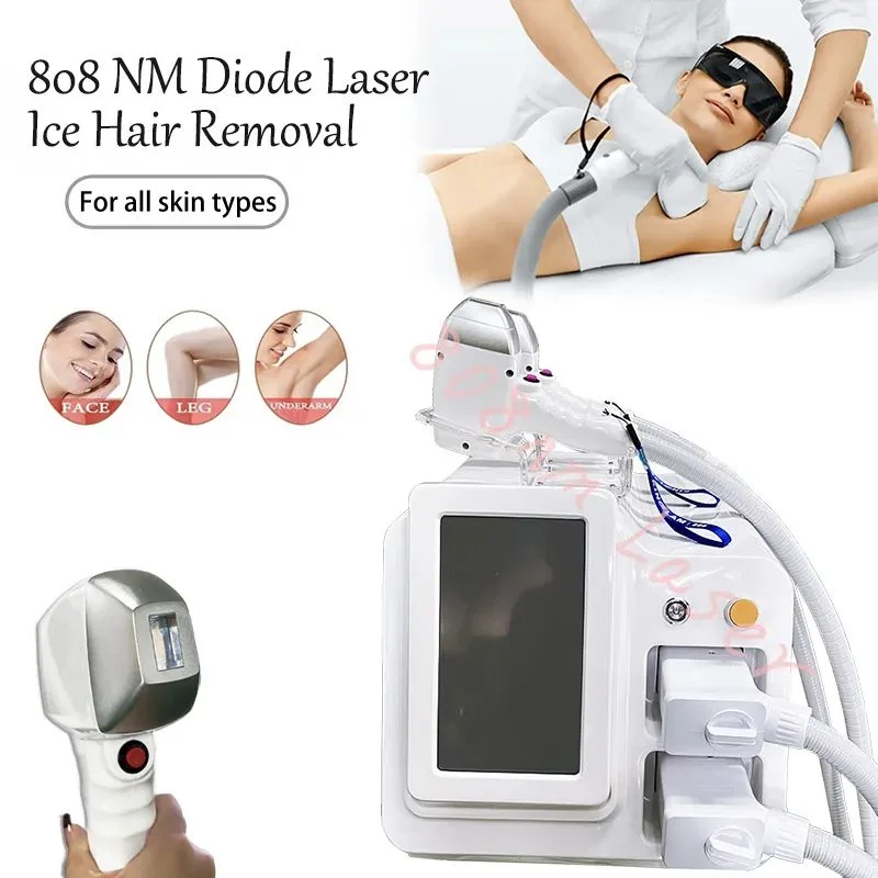 

Hair Removal 808nm Diode Laser 2 Handles 808 755 1064 Triple Wavelengths Ice Titanium Device Permanent Equipment