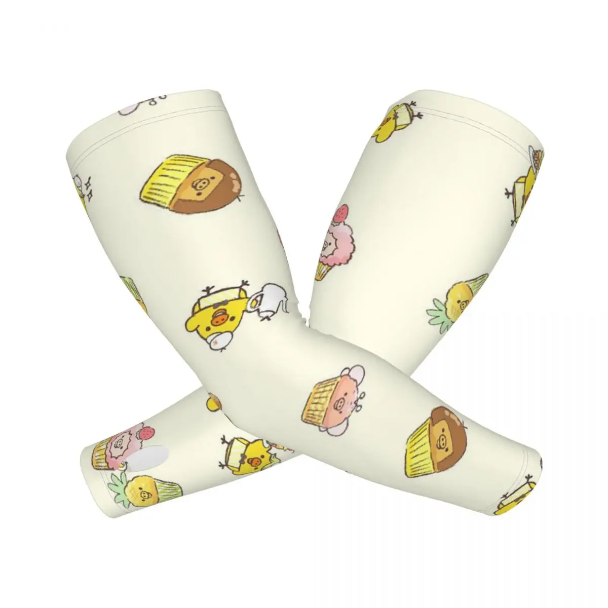 bonito-kiiroitori-padrao-rilakkuma-mangas-de-braco-ao-ar-livre-sol-protecao-uv-capa-verao-gelo-seda-ciclismo-tatuagem-mangas