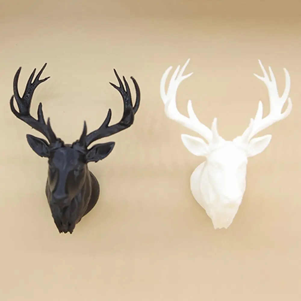 1/12 Poppenhuis Herten Hoofd Ornament Zwart Wit Scène Model Huis Wanddecoratie Foto Props Micro Landschap