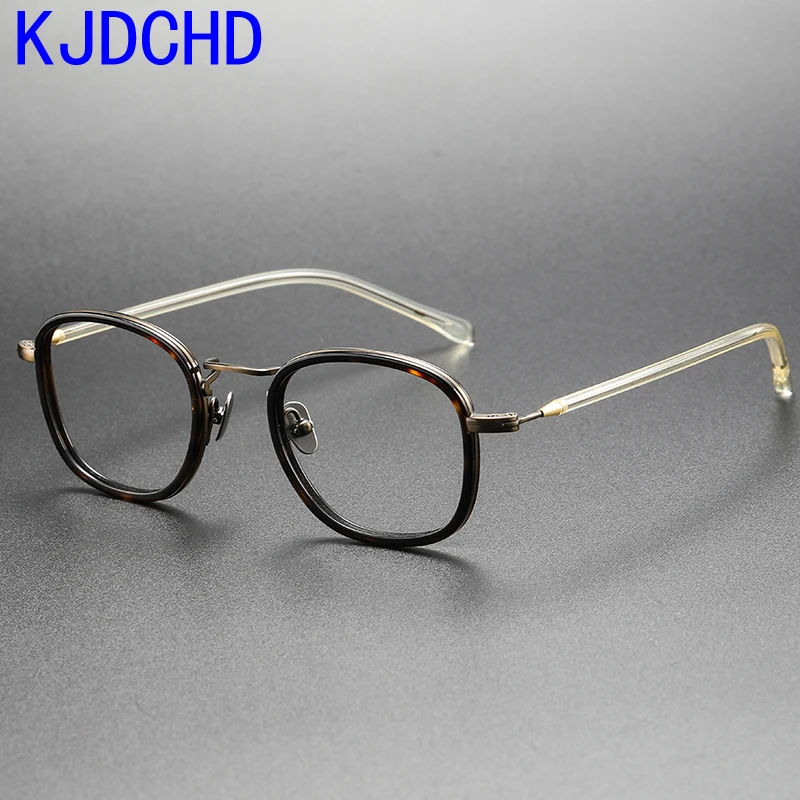 2023 Acetate Titanium Eye Glasses Frame Men Vintage Round Myopia Prescription Eyeglasses Women Optical Spectacles Korean Eyewear