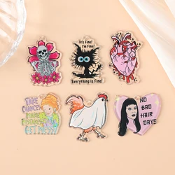 6 Pcs Halloween Charms Creative Acrylic Pendant For Keychain Necklace Jewelry Diy Making