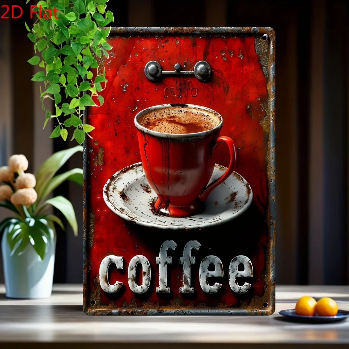 Vintage Red Coffee Cup Iron Sheet Wall Sign 8x12 Inch Rustic Retro Decor for Kitchen Cafe Garage Bar Wall Art No Power Needed