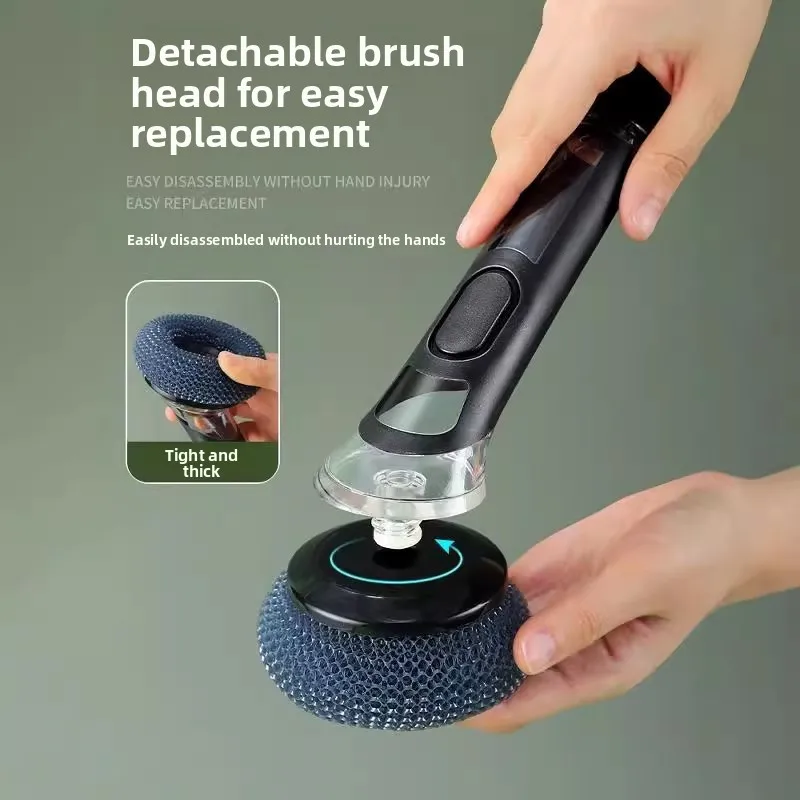 2pcs Kitchen Cleaning Brush 2 In 1 Long Handle Cleaing Brush with Removable Brush Dispenser Dishwashing Brush Kitchen Tools