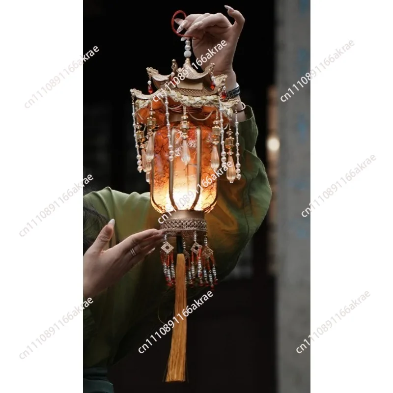 for  glazed LED charging portable luminous palace lantern Hanfu retro wind step photo prop