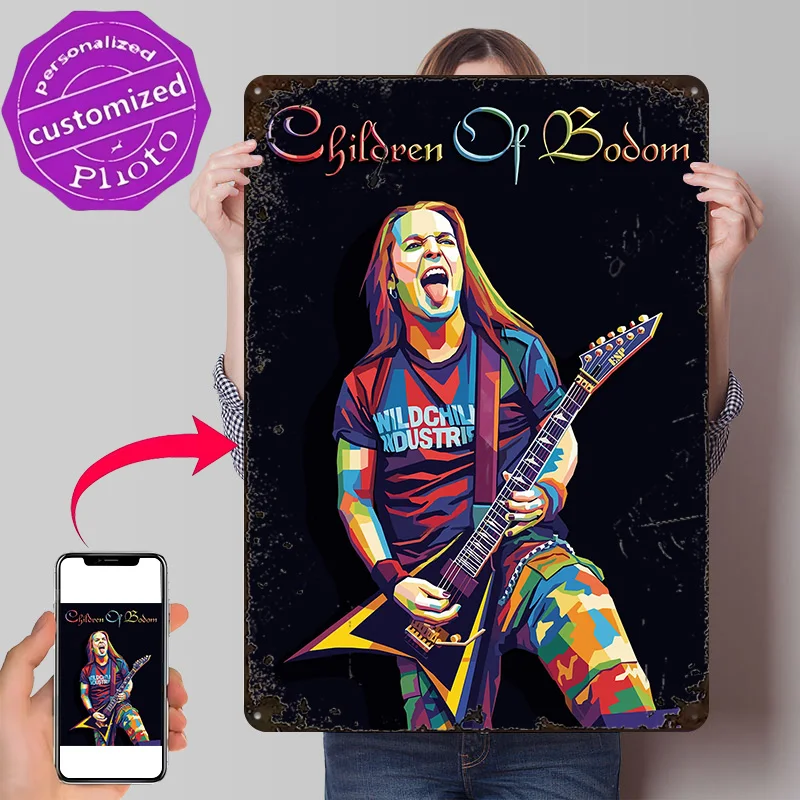 Alexi Laiho Children of Bodom Pop Art 3D Texture Printed Poster Custom Vintage Metal Tin Plate Sign for Wall Art Room Decoration