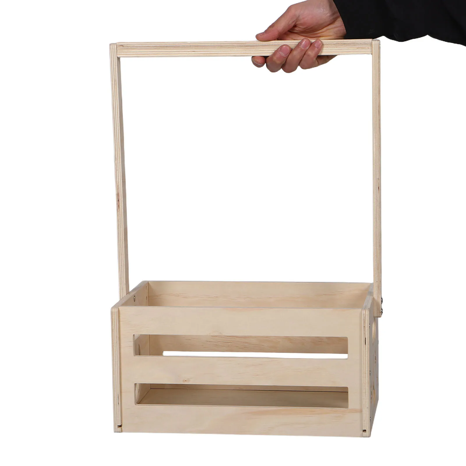 

Clothing Storage Basket Wooden Shower Crate Hamper Natural Wood Clothes Organizer - Nursery Storage Rack