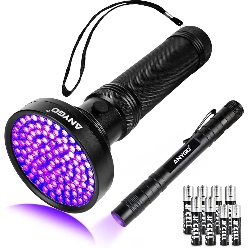 

UV Flashlights 100 LED 395nm Black Light and 3W Mini 365nm UV Pen Flashlight, Ultraviolet Led Torch for Pet Urine