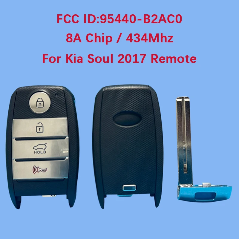 

CN051260 Послепродажный 4-кнопочный смарт-брелок 433 МГц FCC CQOFN00100 PN 95440-B2AC0 8A чип для KIA Soul 2016-2019