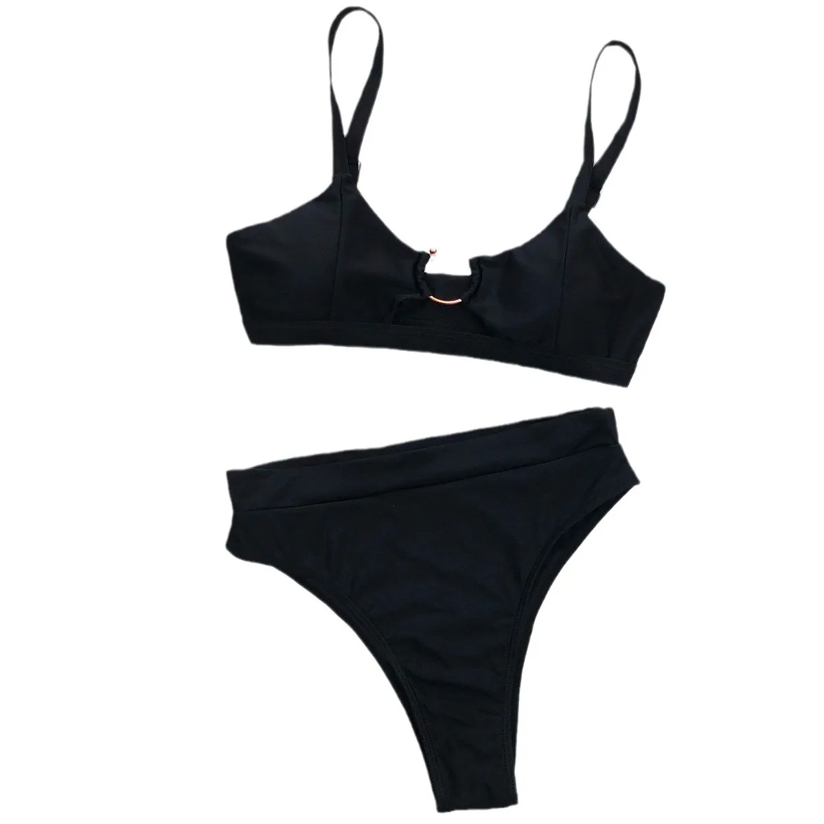 Animal Print High Waist Two Piece Swimwear With Ring Accent For Vacation And Resort Style