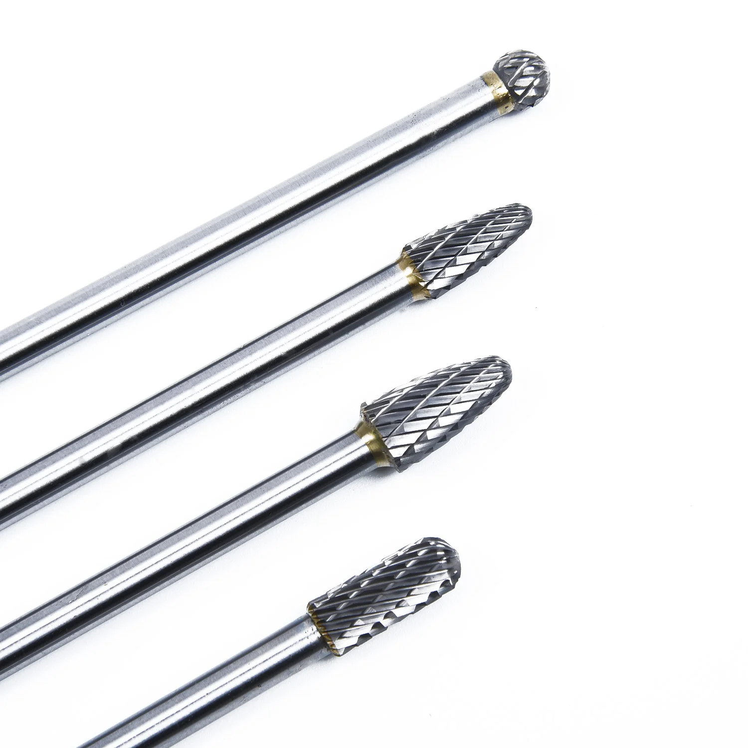 4Pcs Carbide Rotary Burr Set 1/4 Inch Shank 6 Inch Long Reach For For Tile Marble Metal Casting Iron Steel Chamfering Grinding T