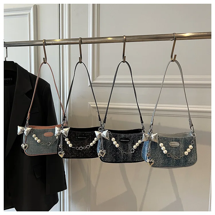 

2025 Summer Denim Bag for Women - Casual Crossbody Shoulder Bag, Fashionable Small Square Purse Underarm Bag