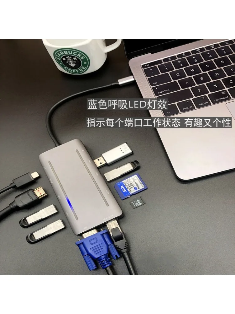 USB3.0 docking station card reader HDMI 4k VGA video adapter RJ45 100M network port