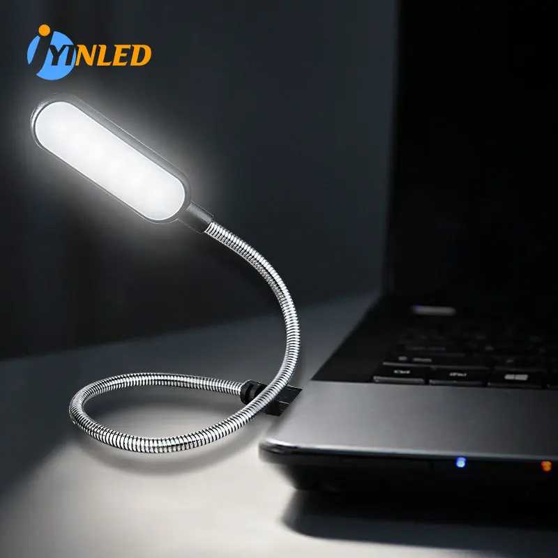 Lampu meja Mini LED USB portabel, lampu baca lampu meja fleksibel 6LED lampu USB untuk Power Bank Laptop Notebook PC komputer