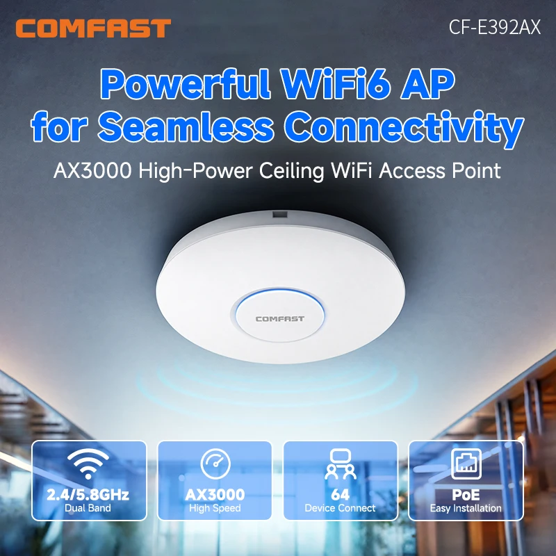 COMFAST WiFi 6 액세스 포인트 듀얼 밴드 AX3000 천장형 AP WIFI 확장기 기가비트 고출력 라우터 신호 증폭기 무선 AP