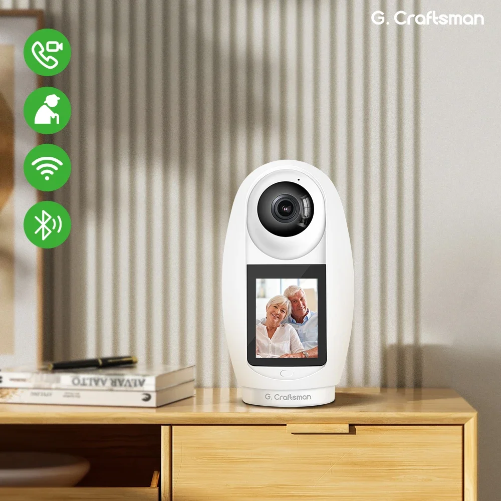 

G.Craftsman-Smart IP Camera, One-Key Call IP Camera, Video Calling, WiFi, 2.4 Inch IPS Screen, Two-way Audio Surveillance,ICSEE