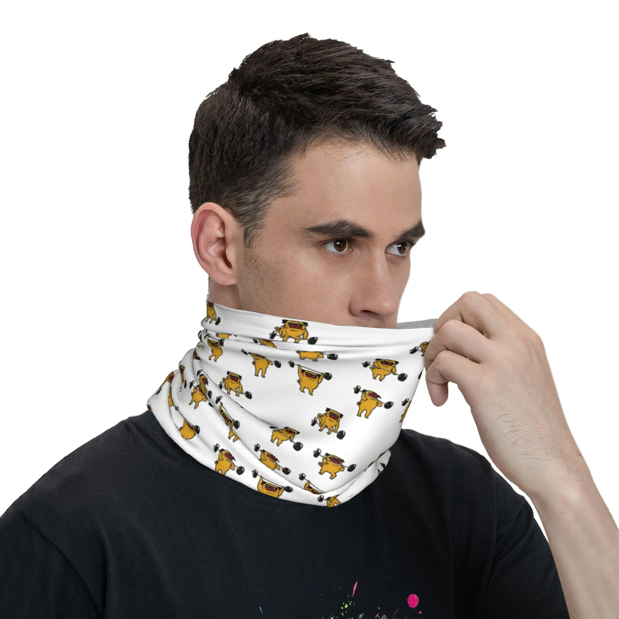 وشاح قناع مطبوع للرقبة من Clean and Jerks Pug Bandana وعصابة رأس دافئة للجري للجنسين والكبار قابلة للتنفس