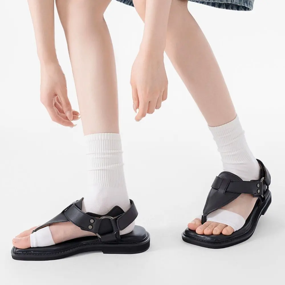 Thin Cotton Split Toe Socks Match Flip Flops Solid Color Flip Flop Socks Anti Slip Breathable Mesh Toe Separator Socks for Women