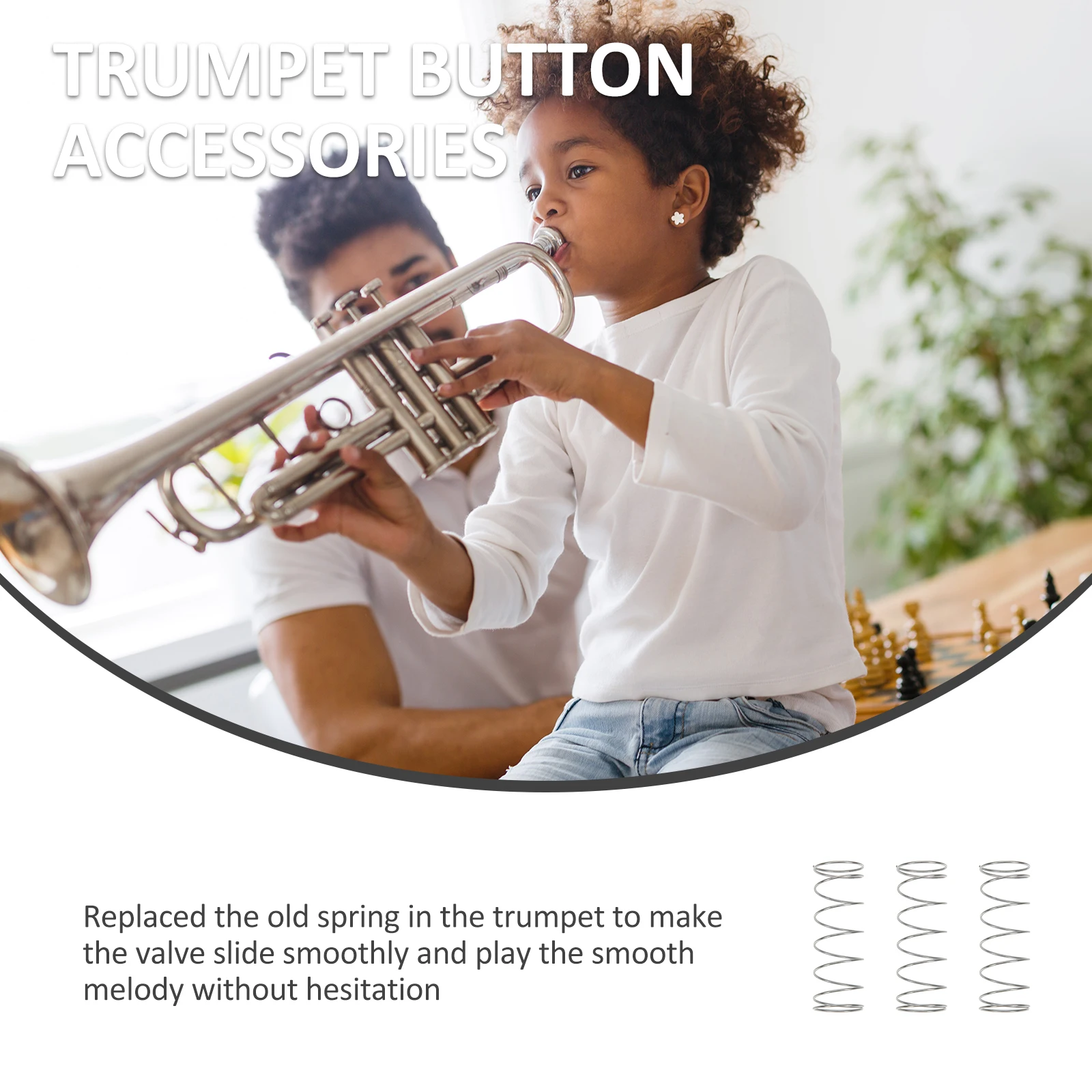 

3pcs Tenor Springs Durable Stainless Trumpet Button Trumpet Button Spring Replacement Accessories Musical Instruments Portable