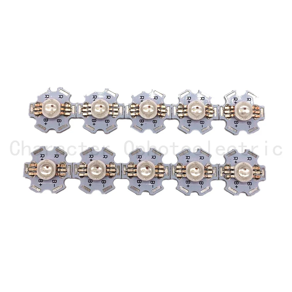 10pcs 3W RGB Color 6pin LED Chip LED Light Lamp Part With 20mm Star Base