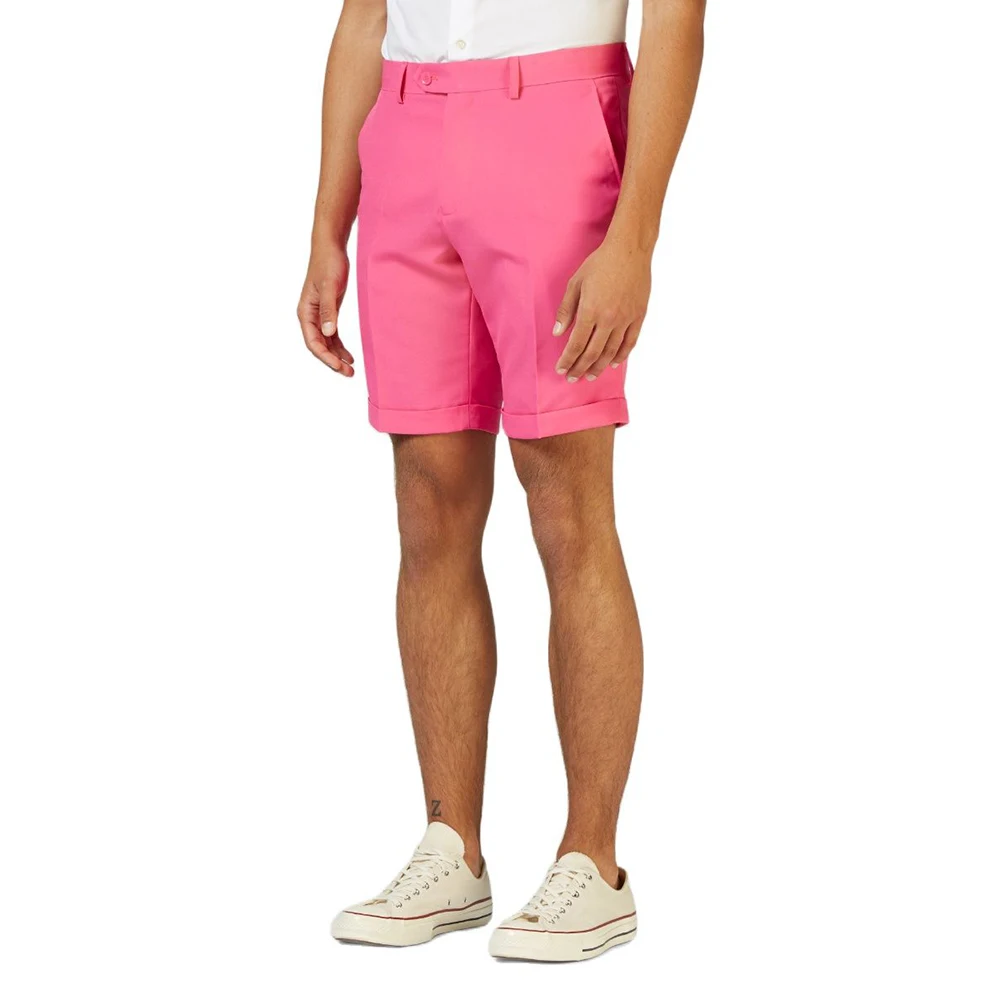 Neue Sommer rosa Männer Anzüge Einreiher und Kerbe Revers männliche Anzüge Smart Casual formelle 2 Stück kurz ärmel ige Blazer und Shorts