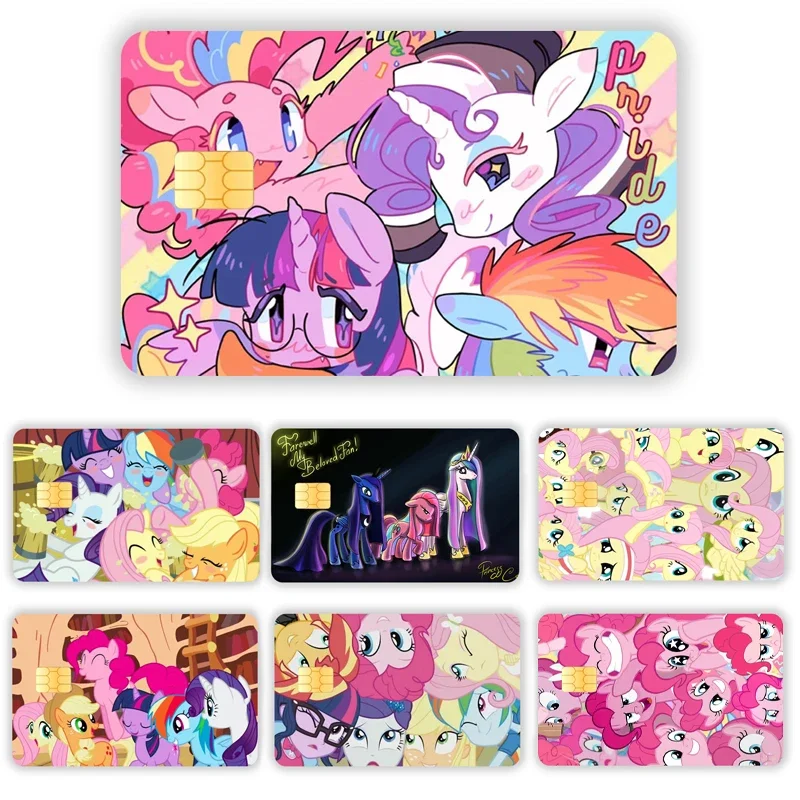 My Little Pony Anime Cartoon Credit Card Visa Skin Stickers Metro Debit Bus Charge Bank Card Waterproof Sticker Decoration