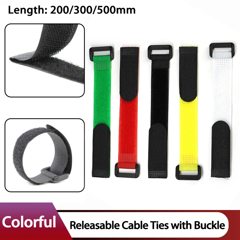 10~300pcs 20/30/50cm Reusable Hook Loop Nylon Straps Wrap Bundle Fixed Reverse Colored Fastening Tape Self Adhesive Cable Ties