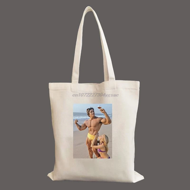 

Arnold Schwarzenegger Olympia Bodybuilding Cartoon Tote Bag women shopper handbag girl Shoulder shopping bag Lady Canvas Bag