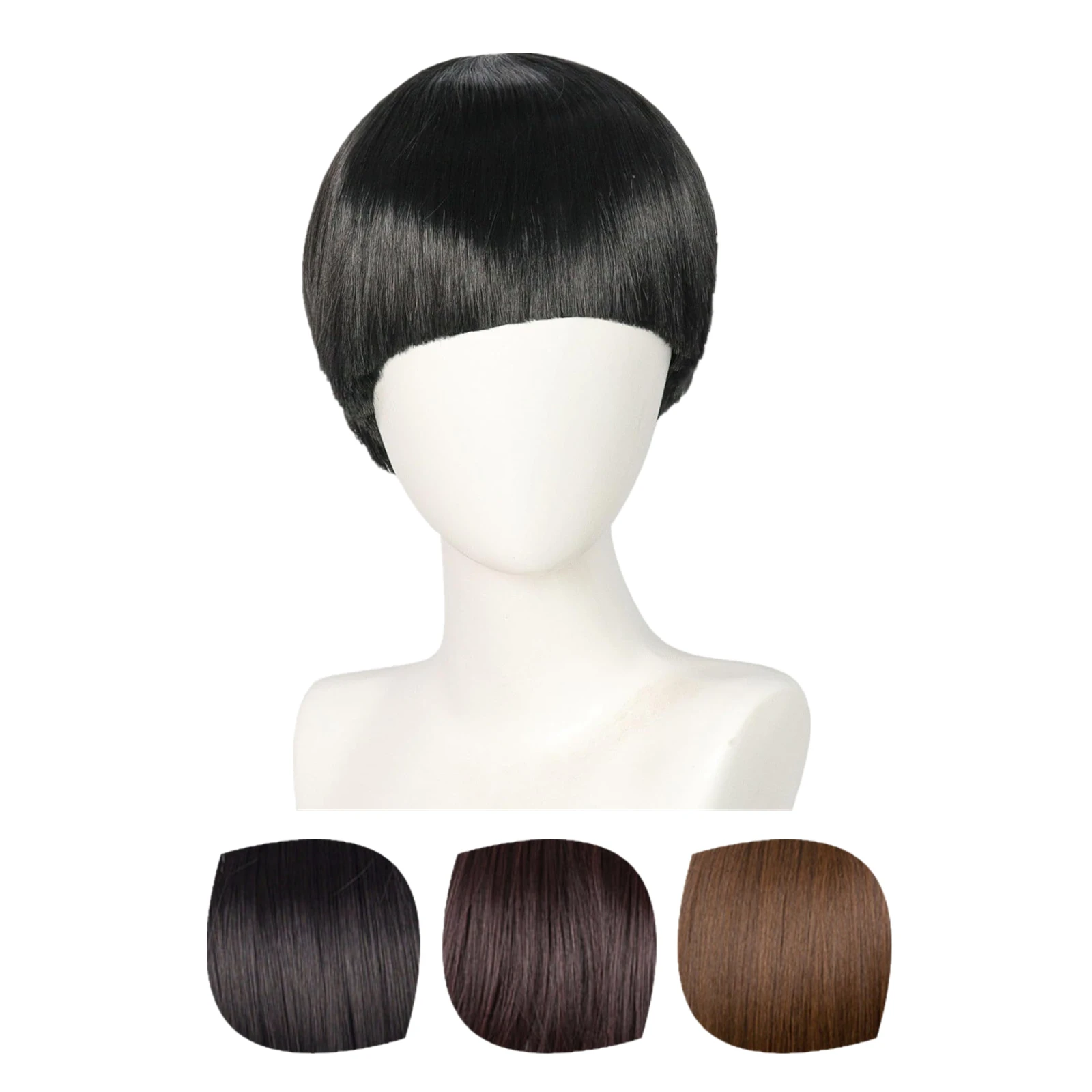 

60s 70s Wigs Men Black Short Wig With Bangs Funny Mushroom Wig For Men Women Cosplay Party Outfit Prop For Halloween