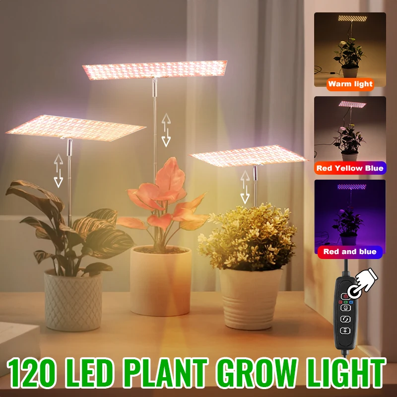 120 LED Plant Light,Full Spectrum Height Adjustable Grow Light,10 Dimmable Brightness/Timer Ultrathin Panel Plant Grow Sunlight