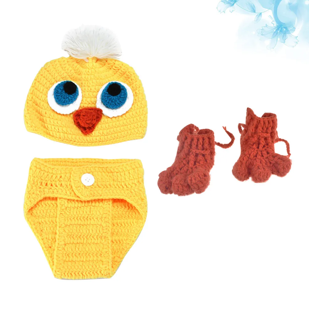 Hand Knitted Yellow Duck Baby Photo Outfit Set Premium Newborn Costume for Photography Shoots Comfortable Skin-Friendly Unisex