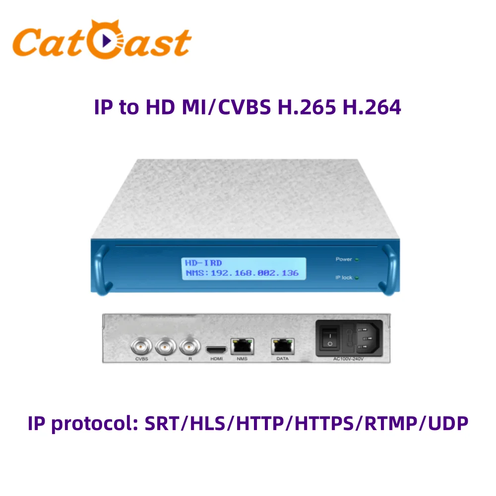 

Сетевой декодер с SRT/HLS/HTTP/HTTPS/RTMP/UDP IP протокальный H.264 H.265 IP к HD MI/CVBS IRD декодер