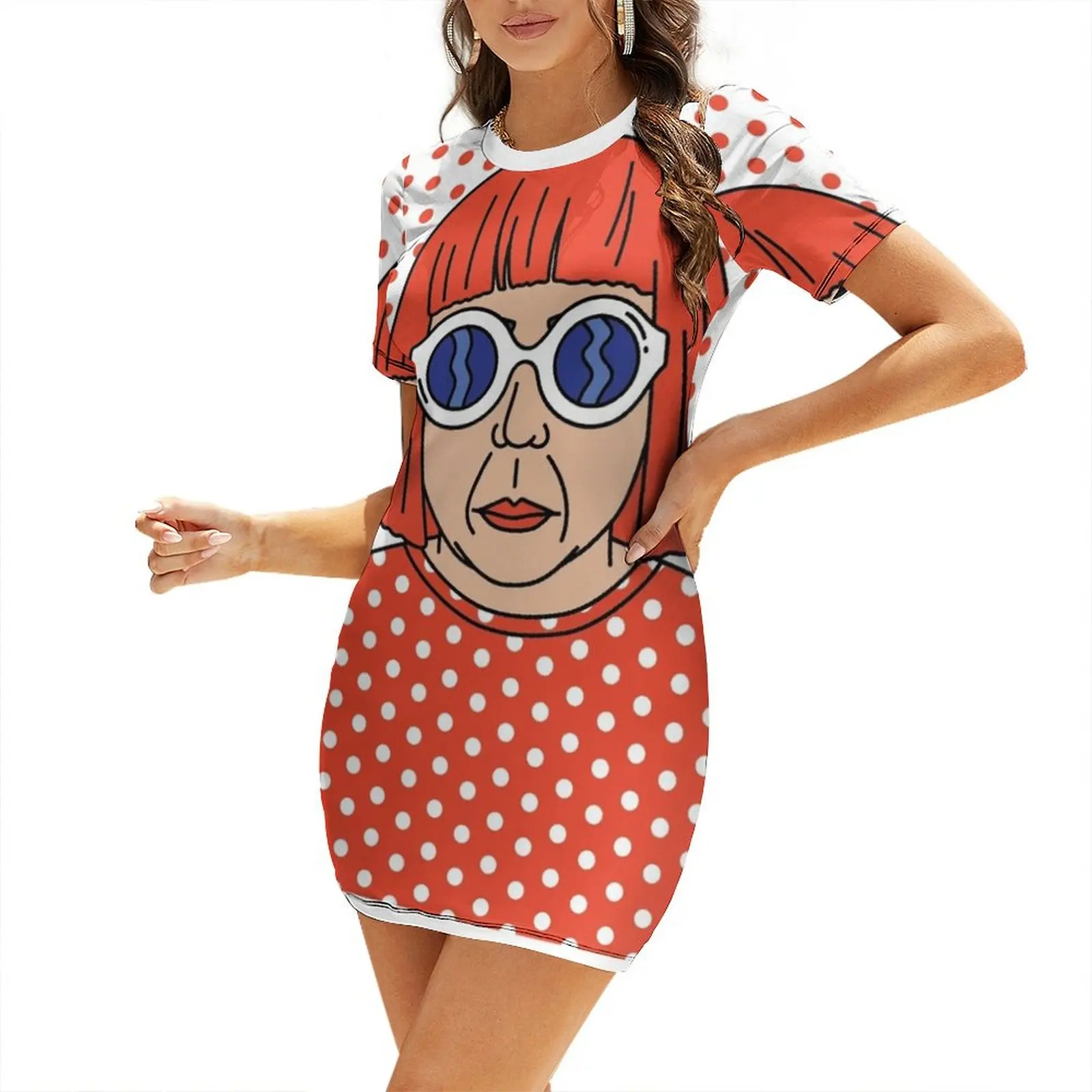 

Kusama Eyeglass Short Sleeved Dress long sleeve dresses dresses korean style Dresses elegant for women