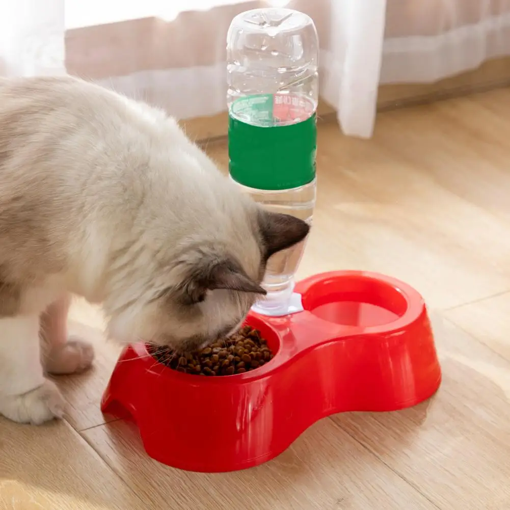 Double Pet Bowls with Automatic Drinking Bottle Food Grade PP Dual-use Puppy Dog Food Water Feeder Dog Supplies Pet Feeder Bowls