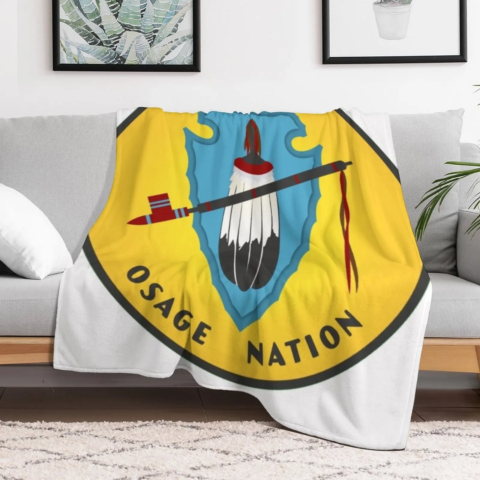 Osage Nation Seal Throw Blanket Warm Plush Fuzzy Blanket for Living Room