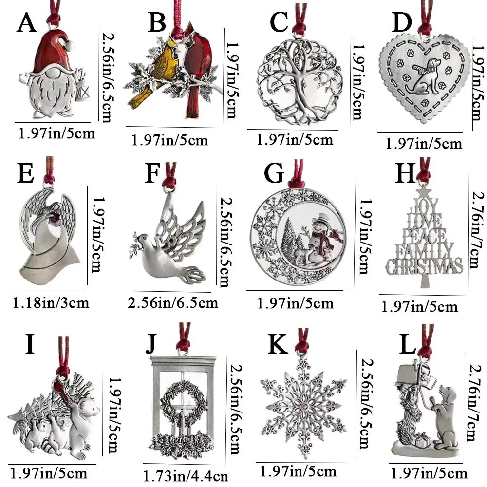 Double-Sided Metal Snowman Pendant Santa Claus Snowflake Solid Pewter Christmas Tree Ornament Printing Gnomes