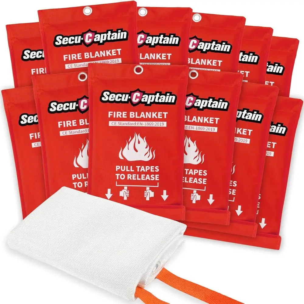 

12 Pack 40x40 Flame Suppression Fiberglass Fire Blankets for Home, Camping, Car Safety