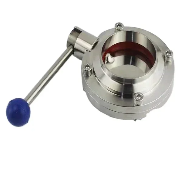 

high quality Weld type stainless steel sanitary food grade handle lever butterfly valve