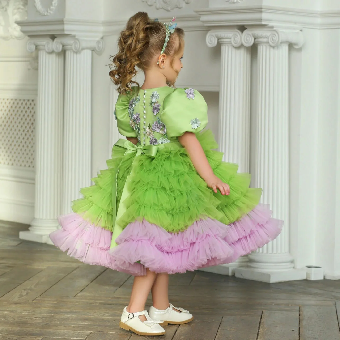 Green Flower Girl Dresses for Wedding Customized Colorful Little Kids Birthday Party Dresses First Communion Dress