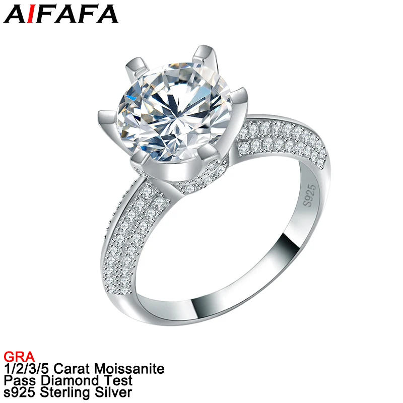 1/2/3/5 Carat D Color VVS1 Moissanite Rings s925 Silver Moissanita Lab Diamond Plate 18k White Gold Women Finger Ring Jewelry